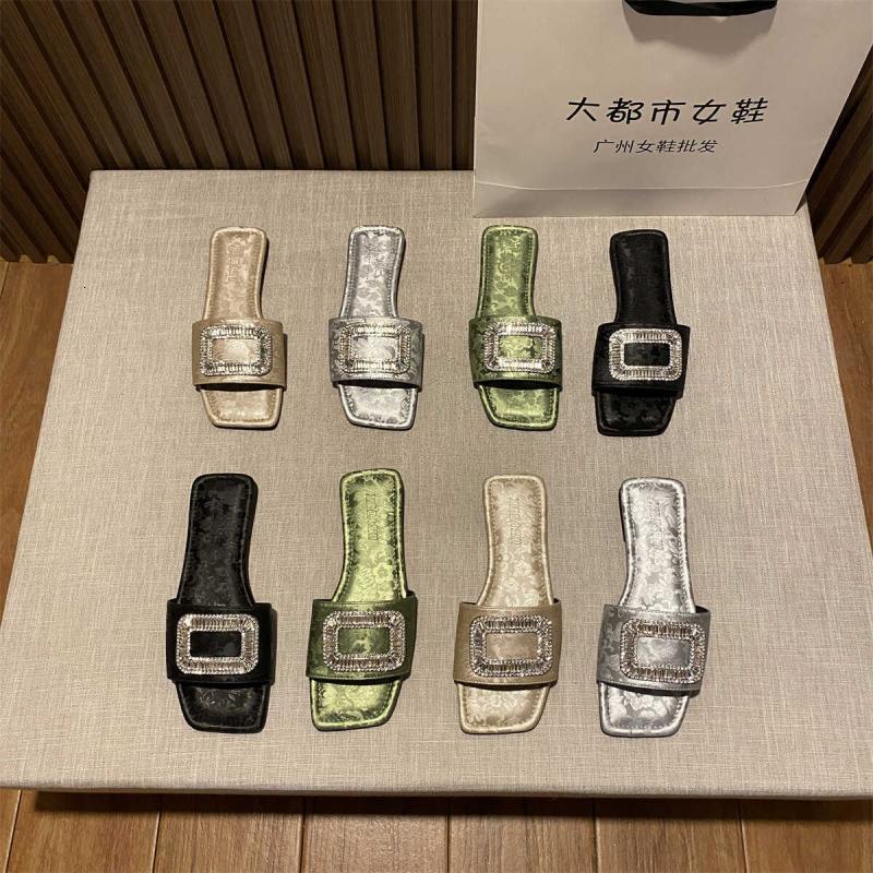 Women Wearing Slippers For Summer Outings In New Chinese Style Square Open Toe Flat Bottomed Versatile Women S Sandals Ddmythur