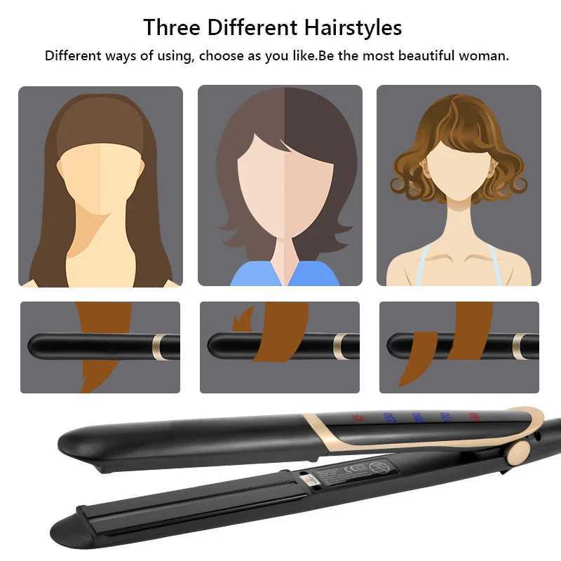 Infrared Straight Tourmaline Coating Or Ceramic Lcd Display Negative Ion Flat Iron Fast Straightening Hair Curler Flat IronsXJ241016