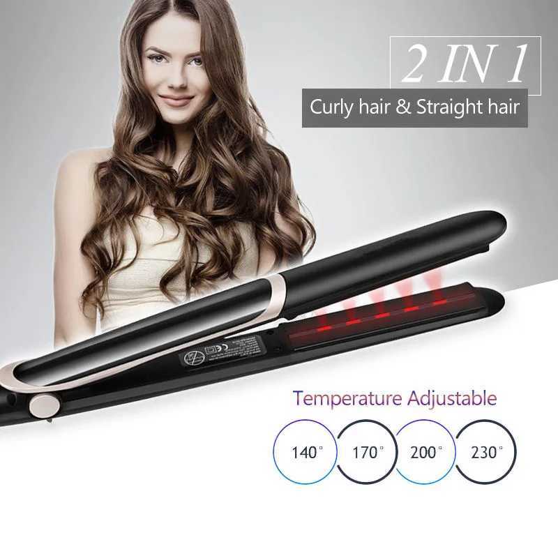 Infrared 2 In 1 Flat Iron Hair Straightener Professional Fast Heating Ceramic Coating Curler Styling Tools Hair Flat IronXJ241016