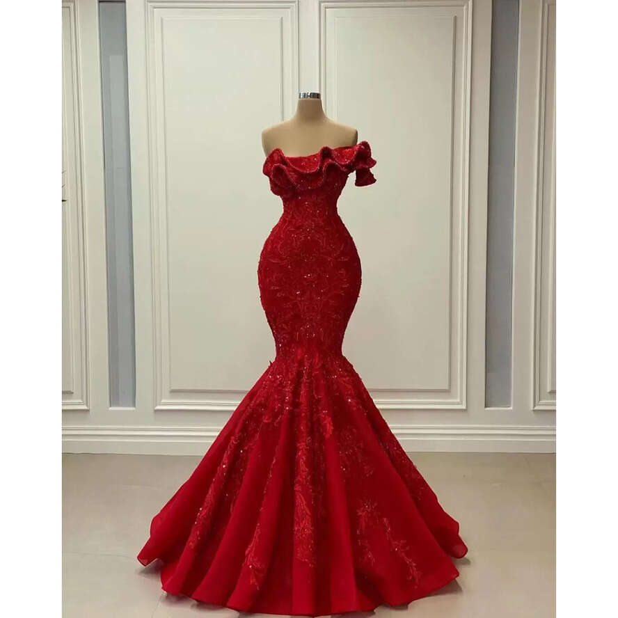 Aso 2022 Ebi Arabic Urious Mermaid Sexy Evening Lace Beaded Prom Dresses Vintage Formal Party Second Reception Gowns Pro232