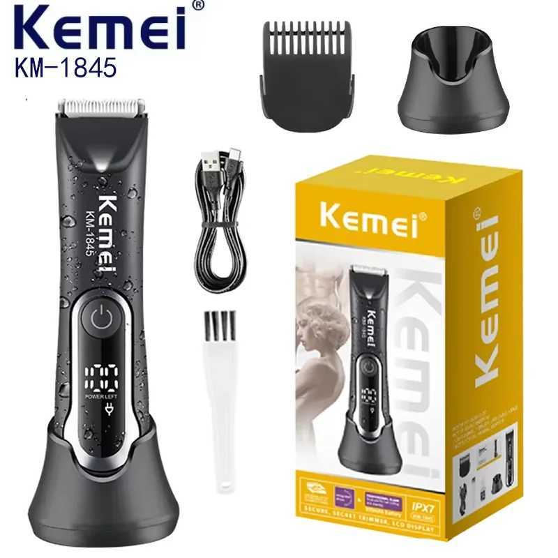 Kemei Body Groin Hair Trimmer Mens and Womens Ceramic Blade Wet Dry Beard Trimmer Pubic Trimmer Rear Hair Shaver Bikini Ball Beauty Machine W241017
