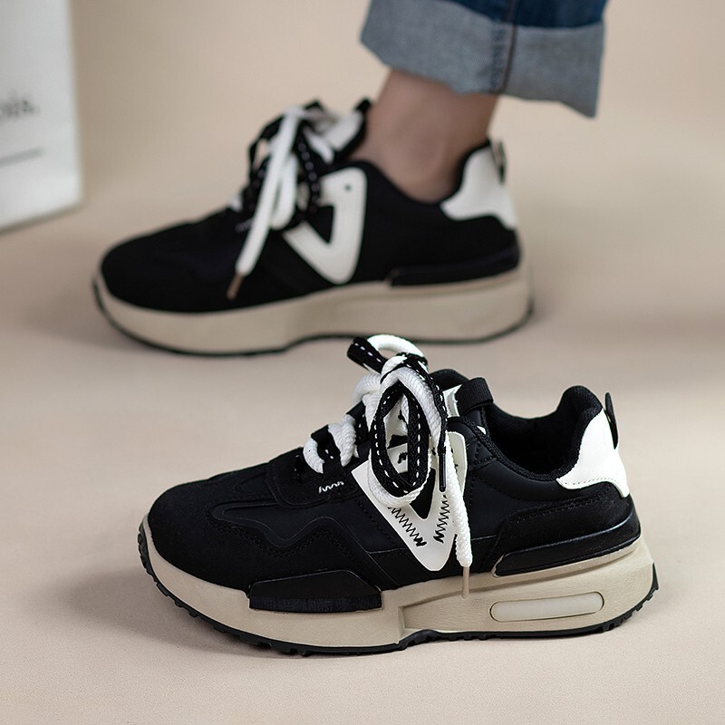Dad's Shoes Women's Spring 2024 Versatile Sports Shoes Women's Lightweight Shoes Thick Sole Casual Height Increase Women's Shoes O
