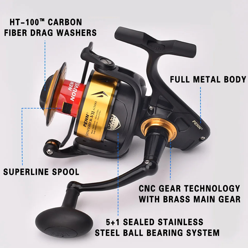 Baitcasting Reels PENN SSVII Fishing reel 75008500950010500 Corrosion protection Seawater spinning wheel Max 13kg 4.7 14.2 1 Sea Spinning Reel 241010 