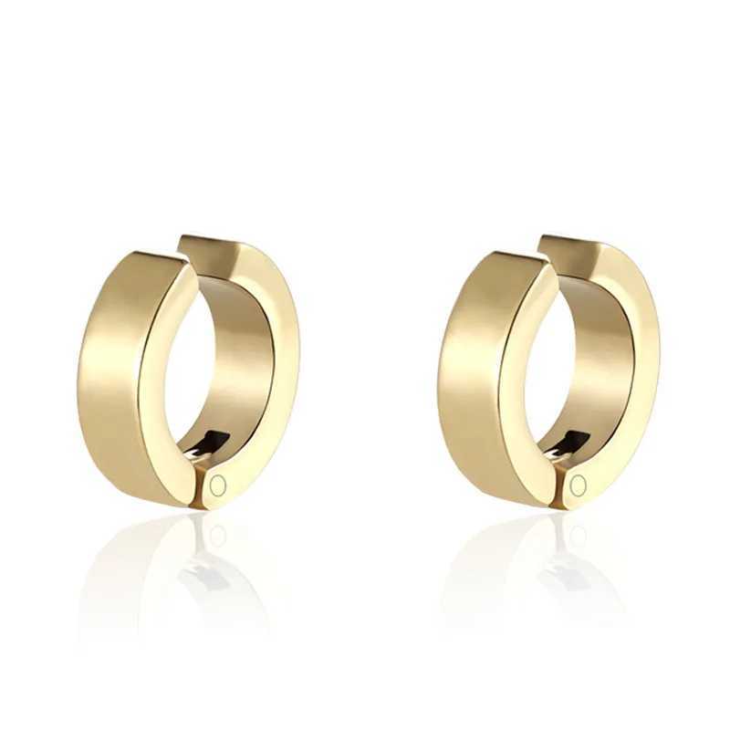 1 pair of classic Korean punk stainless steel ear clip earrings suitable for men women black non perforated fake earrings and new popular jewelry W241