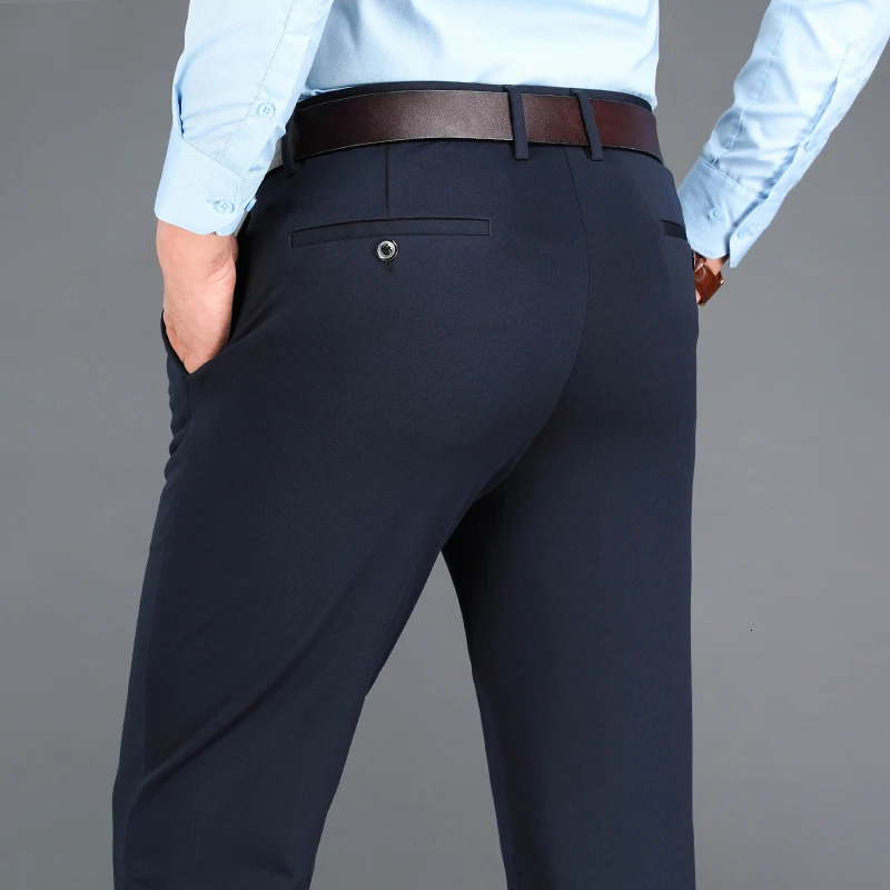Summer and autumn mens business casual pants elastic work pants mens formal dress pants cool and breathable Trouser office pants 241017