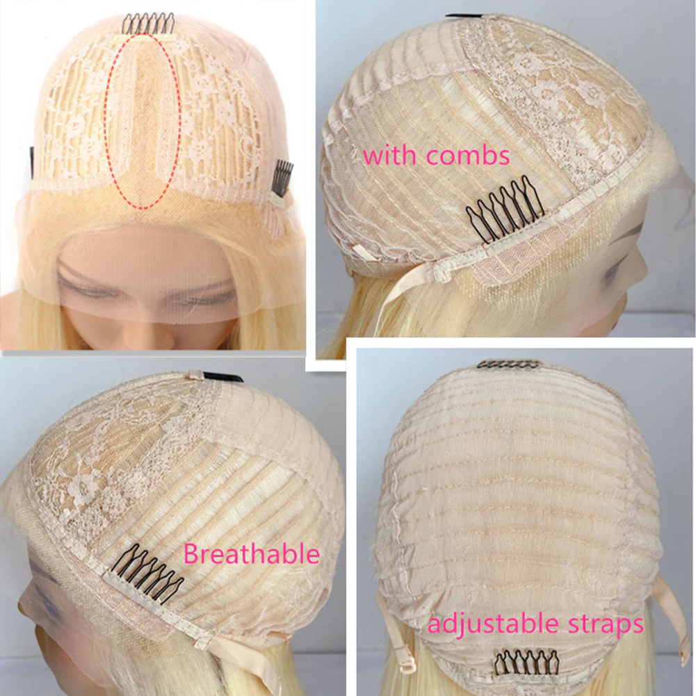 Ash Blonde Highlight ombre dark roots full Lace Wigs 100% Human Hair Cuticle Aligned Super Wave Preplucked Short Lace Front Wigs
