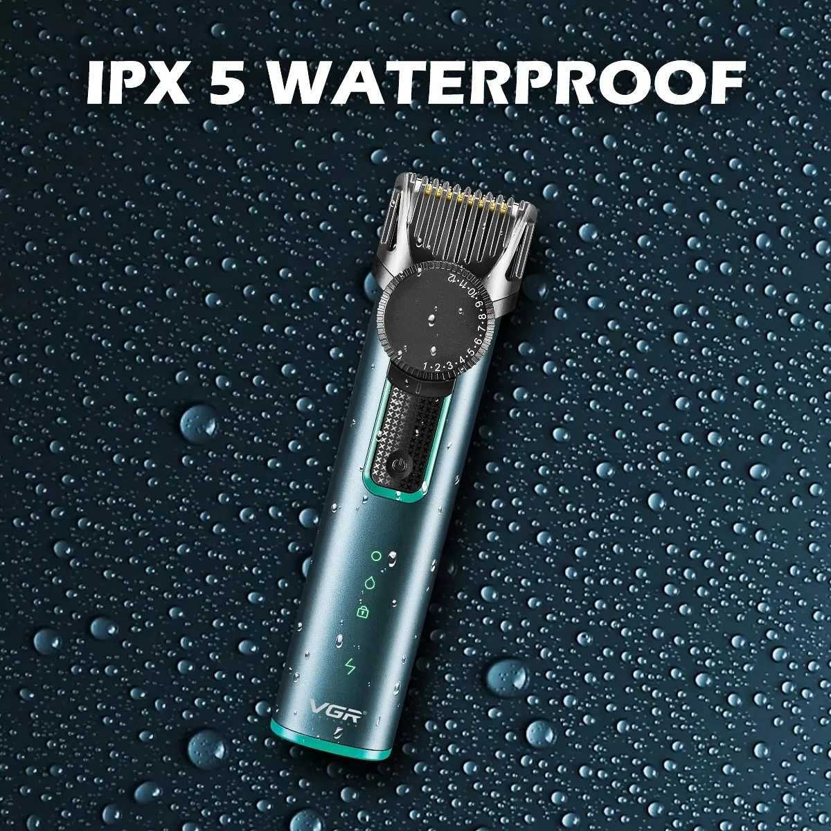 VGR rechargeable trimmer professional trimmer waterproof trimmer mens digital display trimmer V-973 W241017