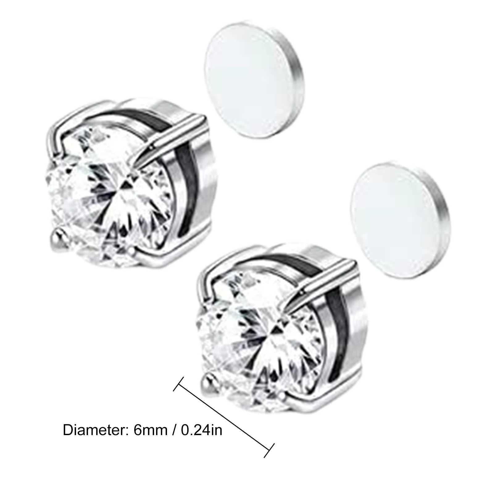 1 pair of crystal magnetic earrings easy to use suitable for women men punk round zircon magnetic earrings no perforated jewelry W241017