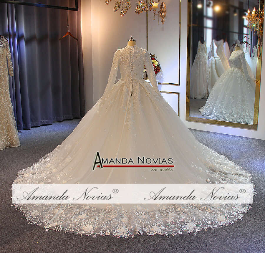 Downs Muslim Wedding With wers Full Lace Bridal Dress