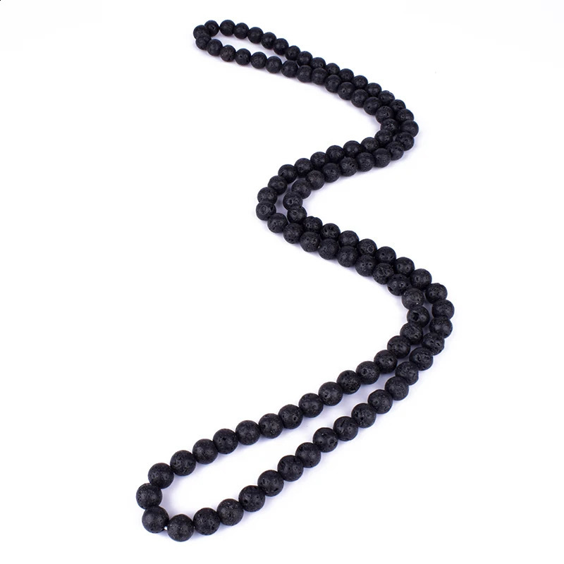 Fashionable volcanic lava bead necklace for men meditation yoga natural stone necklace for women n handmade jewelry 241017