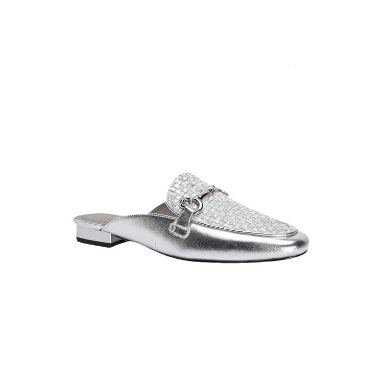 Summer Outwear Chinese Style Gold Silver Thick Low Heel Baotou Women S Half Full Leather Cool Tuo Large KMJL ddmythur ddmythur