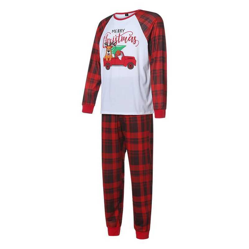 Christmas Family Matching Set Cartoon Long Sleeve Crew Collar Top Flat Pants Set/jumpsuit Mother and Child Pajama Set W241015