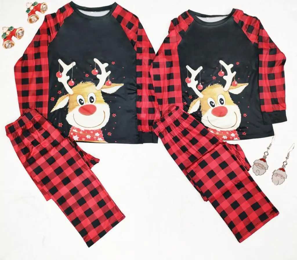 2021 Christmas Family Matching Pajama Set Deer Print Christmas Adult and Childrens Family Matching Clothing Family Pajamas W241015