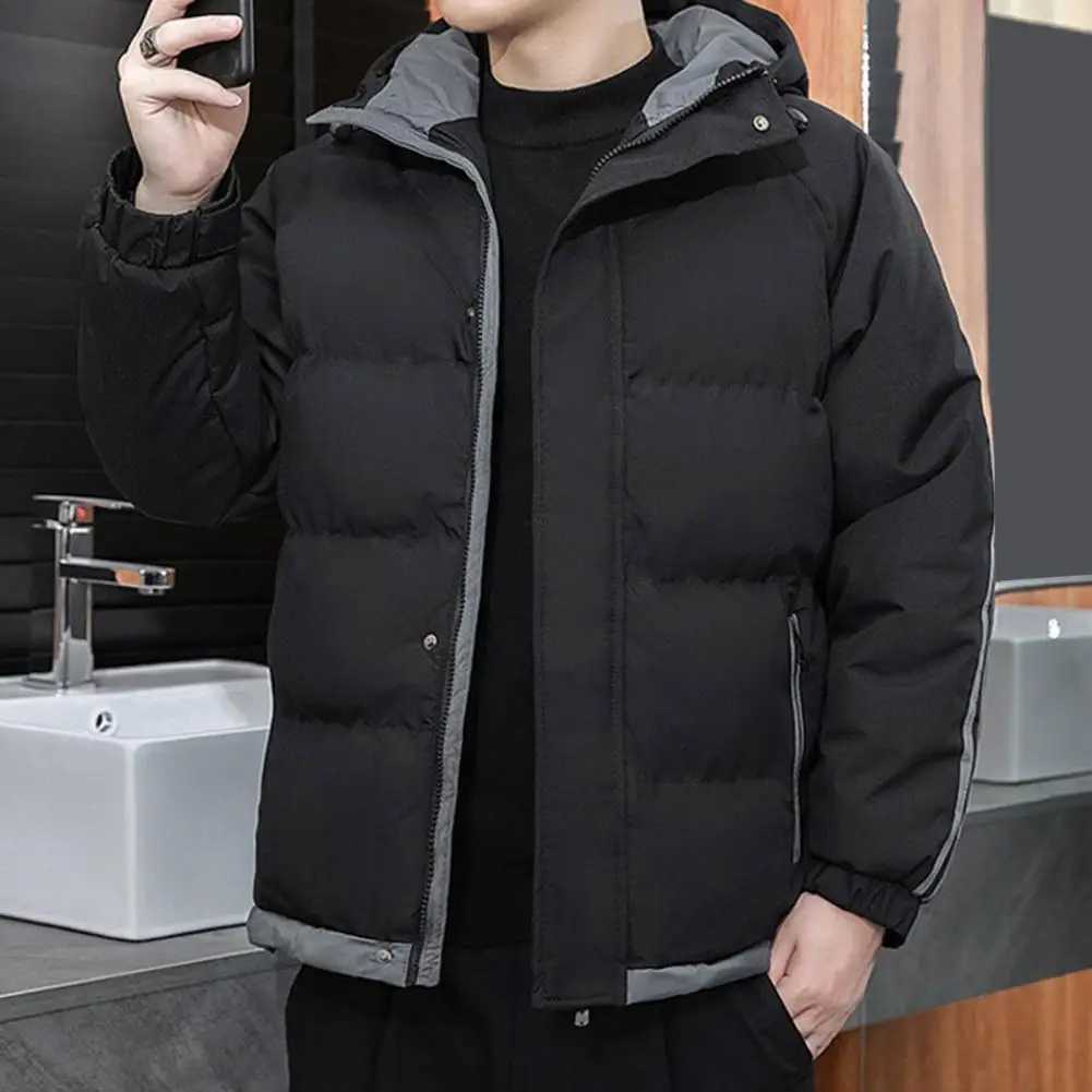 New Winter Mens Parkas Hoodie Thick Short Jacket Youth Casual Jacket Double Bar Mens Parkas Jacket X241017