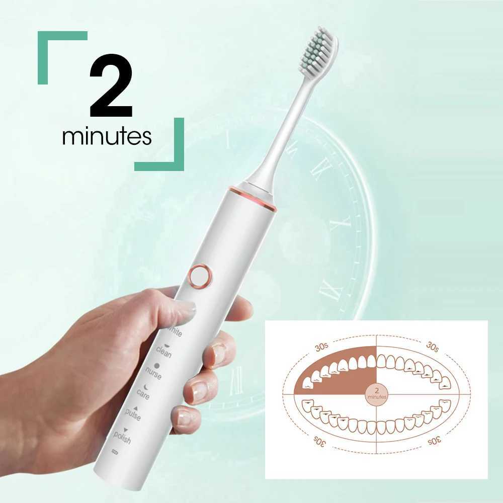 Sonic electric toothbrush IPX7 waterproof soft bristle cleaning whitening machine removes tartar color oral cleaning adult USB M241017