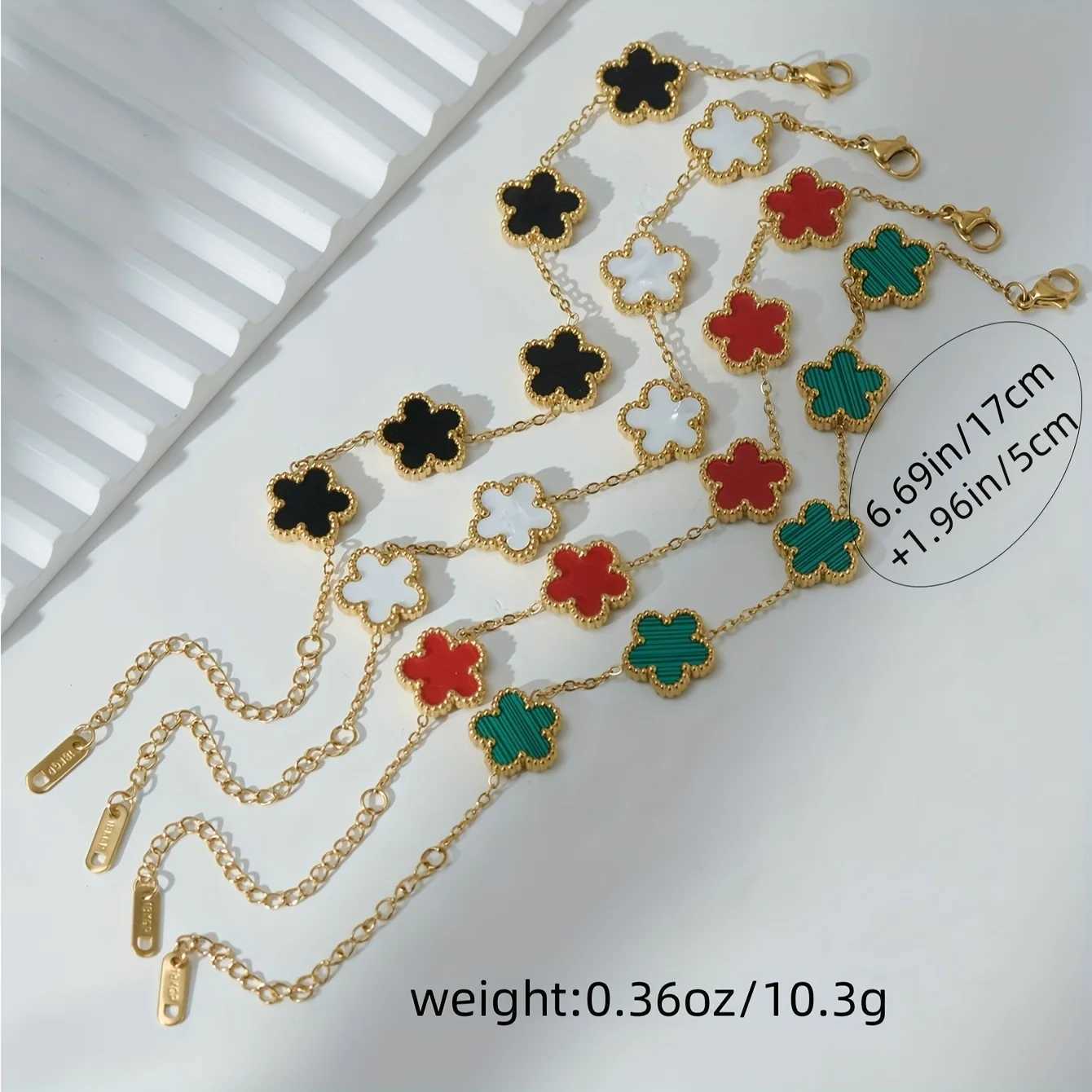 Chain 1 double-sided five flower bracelet multiple colors elegant design suitable for womens daily wear H241016