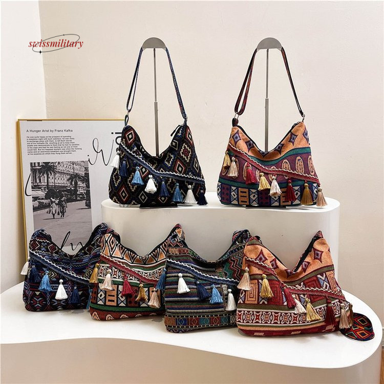 Ethnic style Su large capacity shoulder 2024 new Bohemian fashion tote temperament women's bag #12 swissmilitary