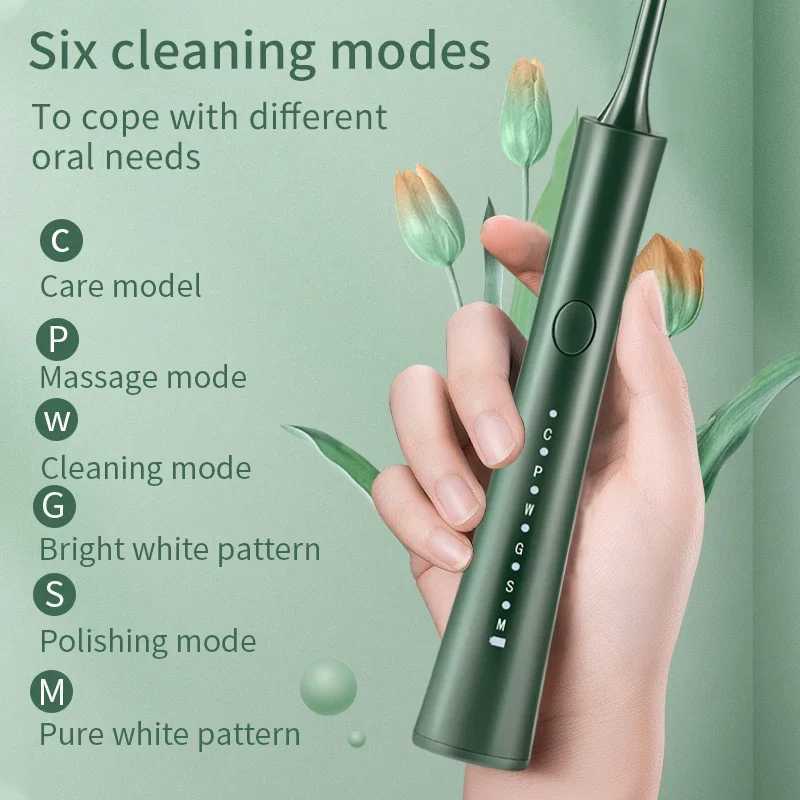 New Arrival Sonic electric toothbrush adult timer brush IPX7 waterproof 6-speed USB charging toothbrush replacement head set G241017
