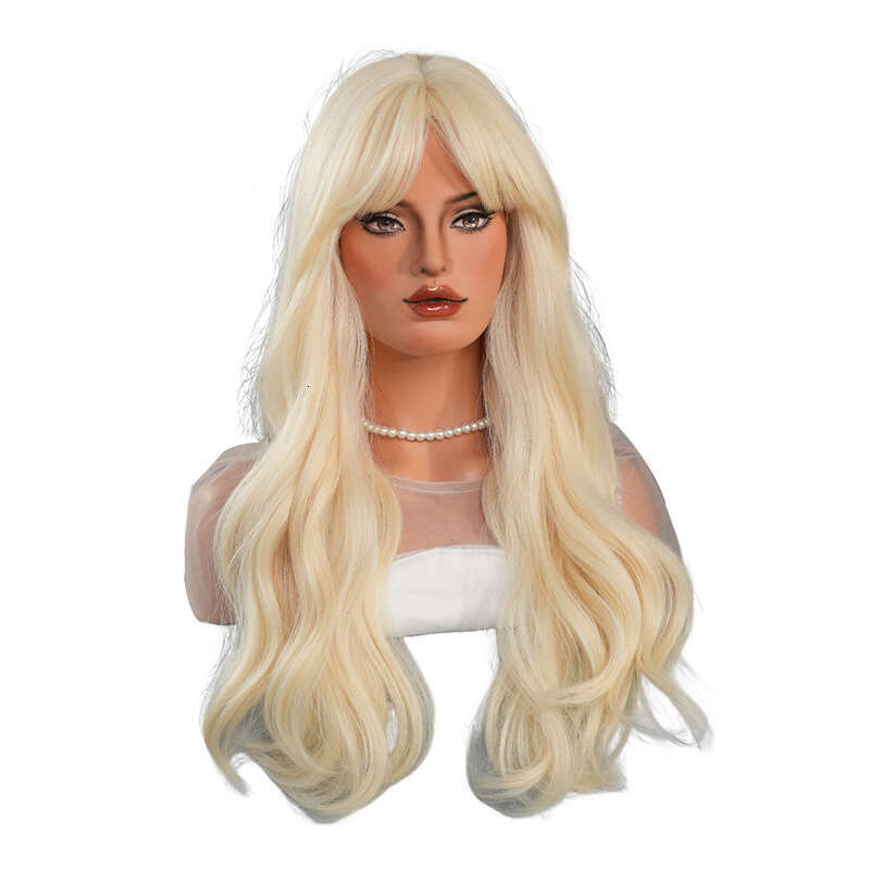 Hot Selg Golden With Long Curly Hair And Eight Character Bangs, High-Quality Synthetic Cosplay Wig