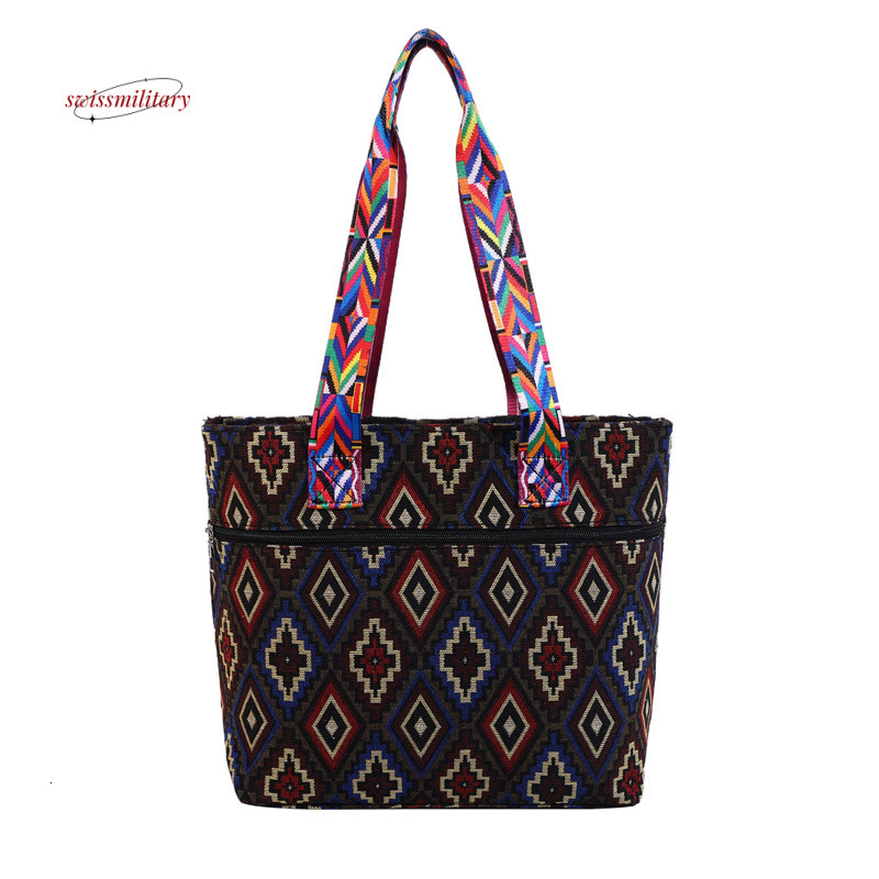 Large capacity 2024 new ethnic style series simple cross women's shoulder casual versatile tote bag #18 swissmilitary