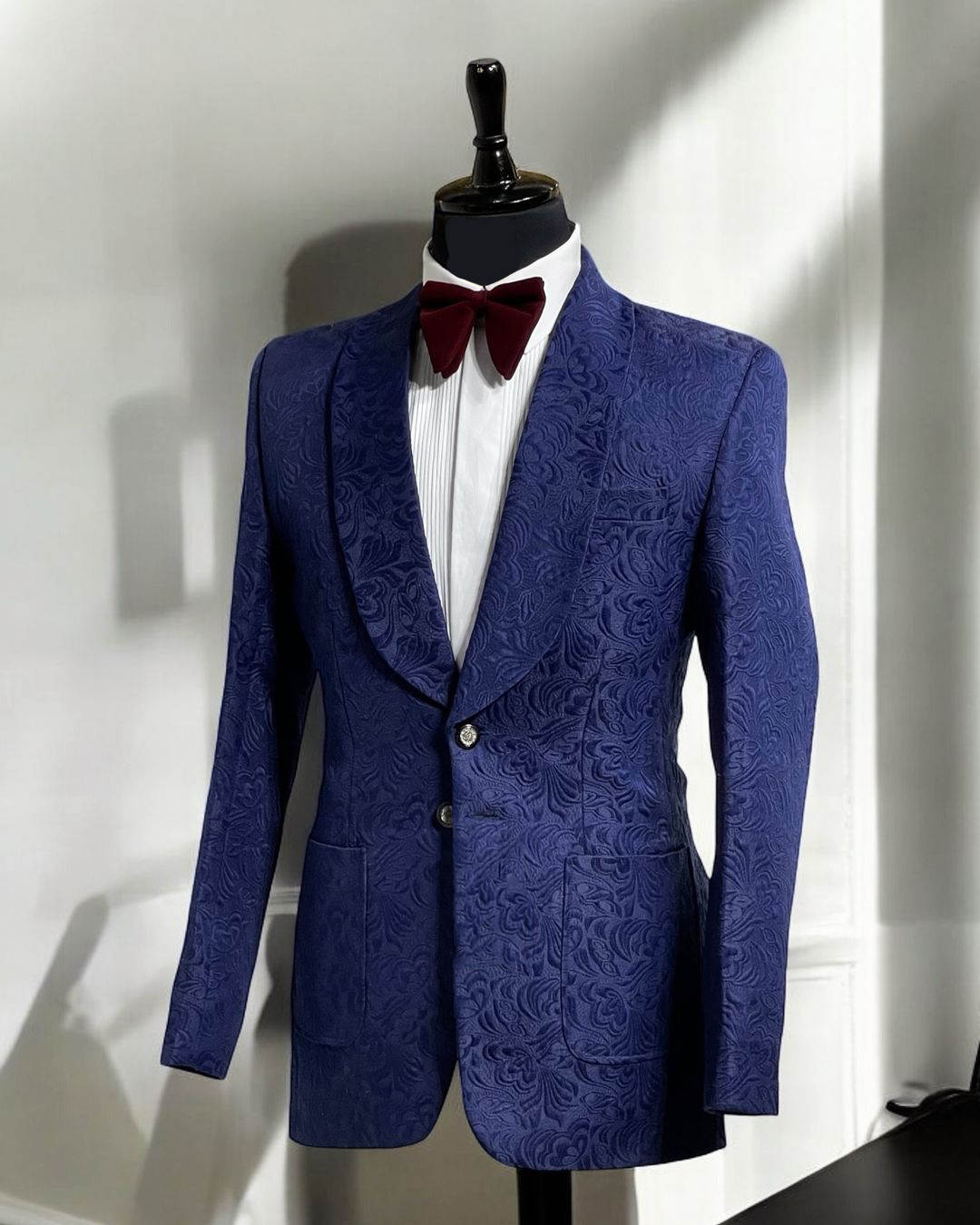 Retro Wedding Suits Shawl Lapel Printing Jacket 2 Pieces Set Groom Tuxedos Tailored Male Two Button Prom Blazer Custom Made Homme(Coat+Black Pants)
