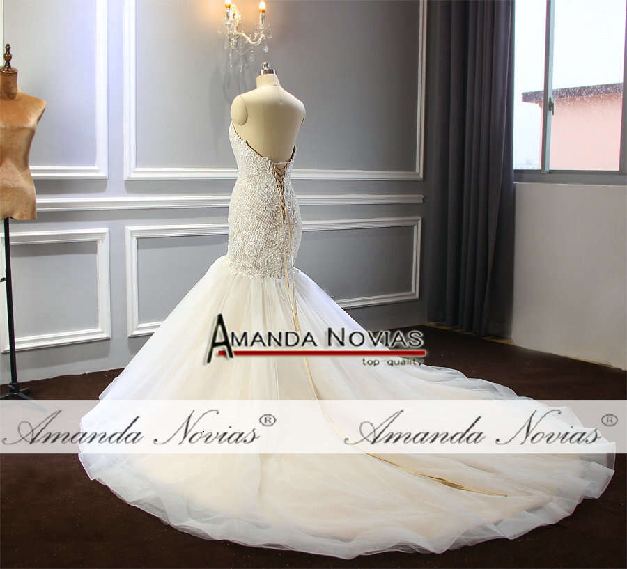 Champagne Wedding Mermaid Full Beading Shinny Bridal Dress Custom Order Size