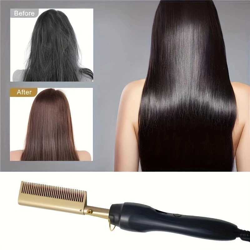 Professional 2-in-1 electric comb small purple comb multi-function heating comb hot comb hair straightenerXJ241016
