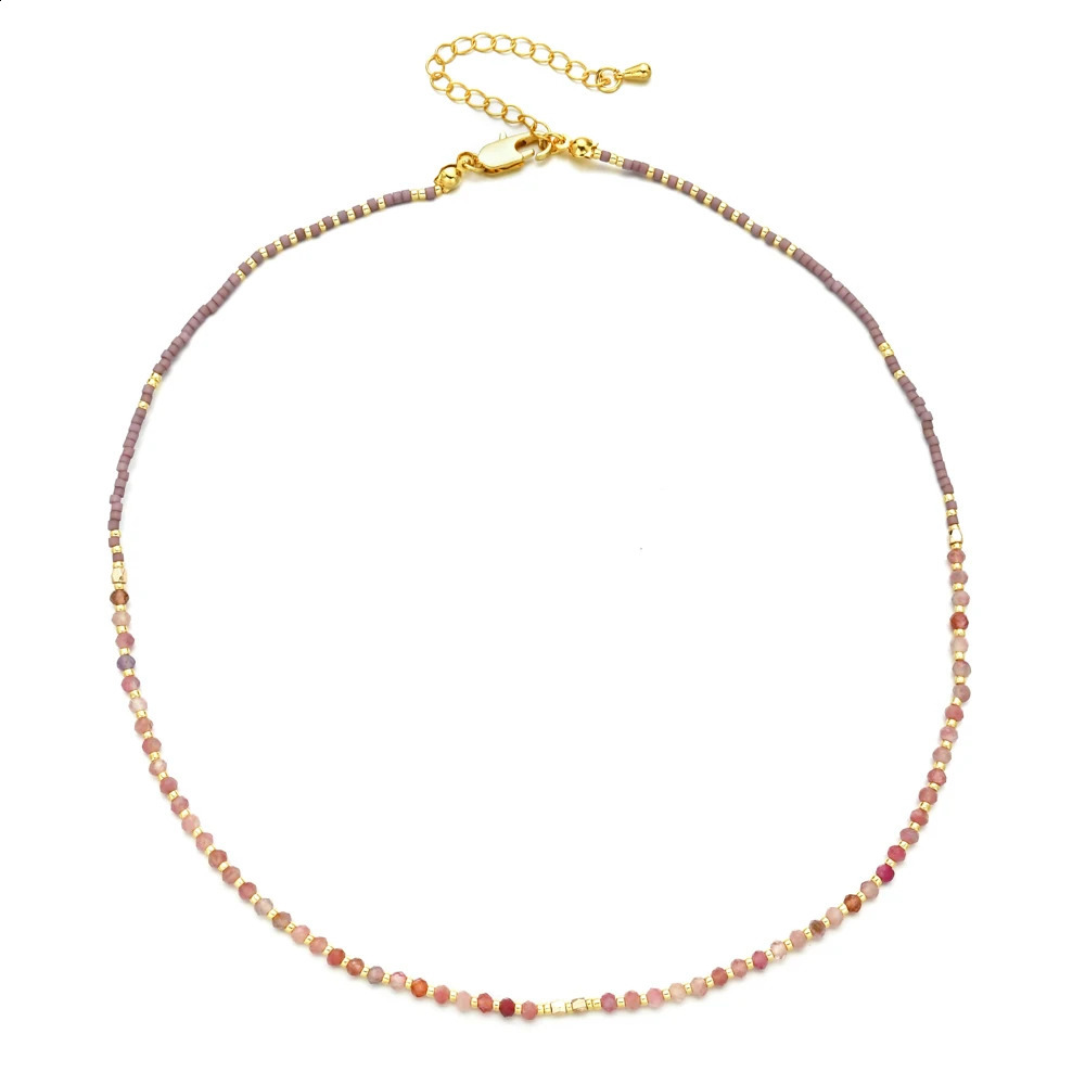 ZMZY Faceted Natural Stones Bead Necklace Fashion Miyuki Bead Necklace Womens Jewelry Party Gift 241017