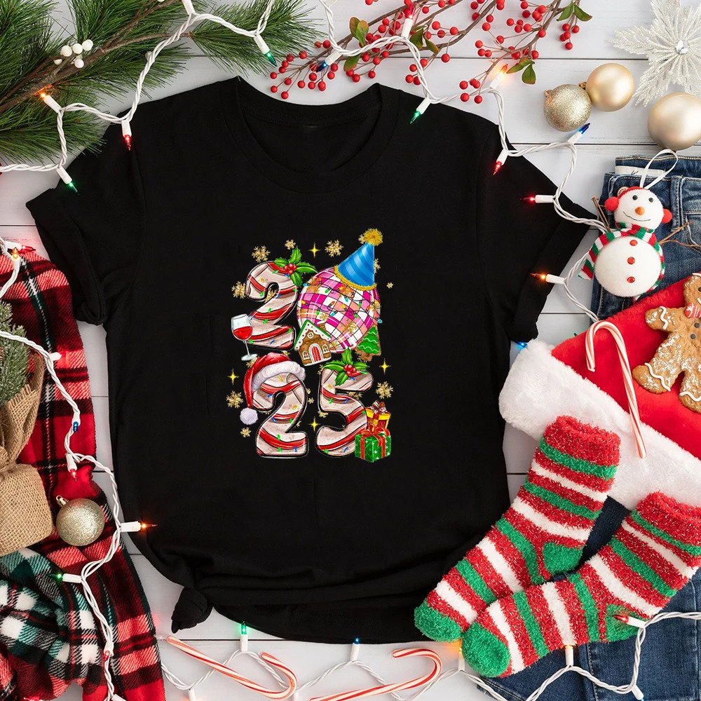 Happy Year 2025 Family Matching Outfits Xmas Mommy Daddy and Me Christmas TShirt Holiday Clothes 241017