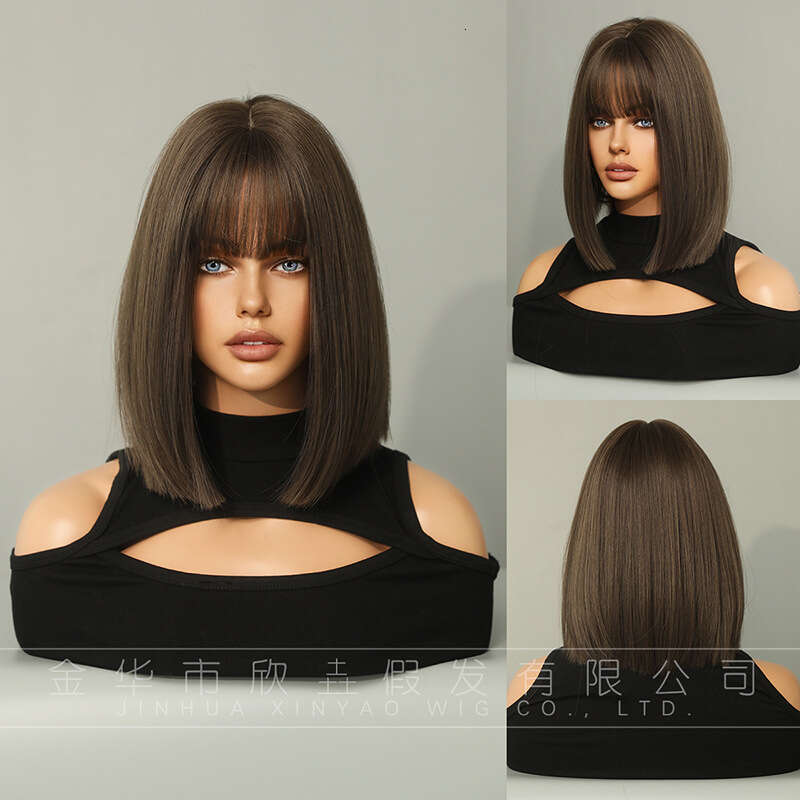 Short Haired Female Wig With Bobo Head, Natural Full Head Set, Imitating Real Human Style, Synthetic Bob Hair