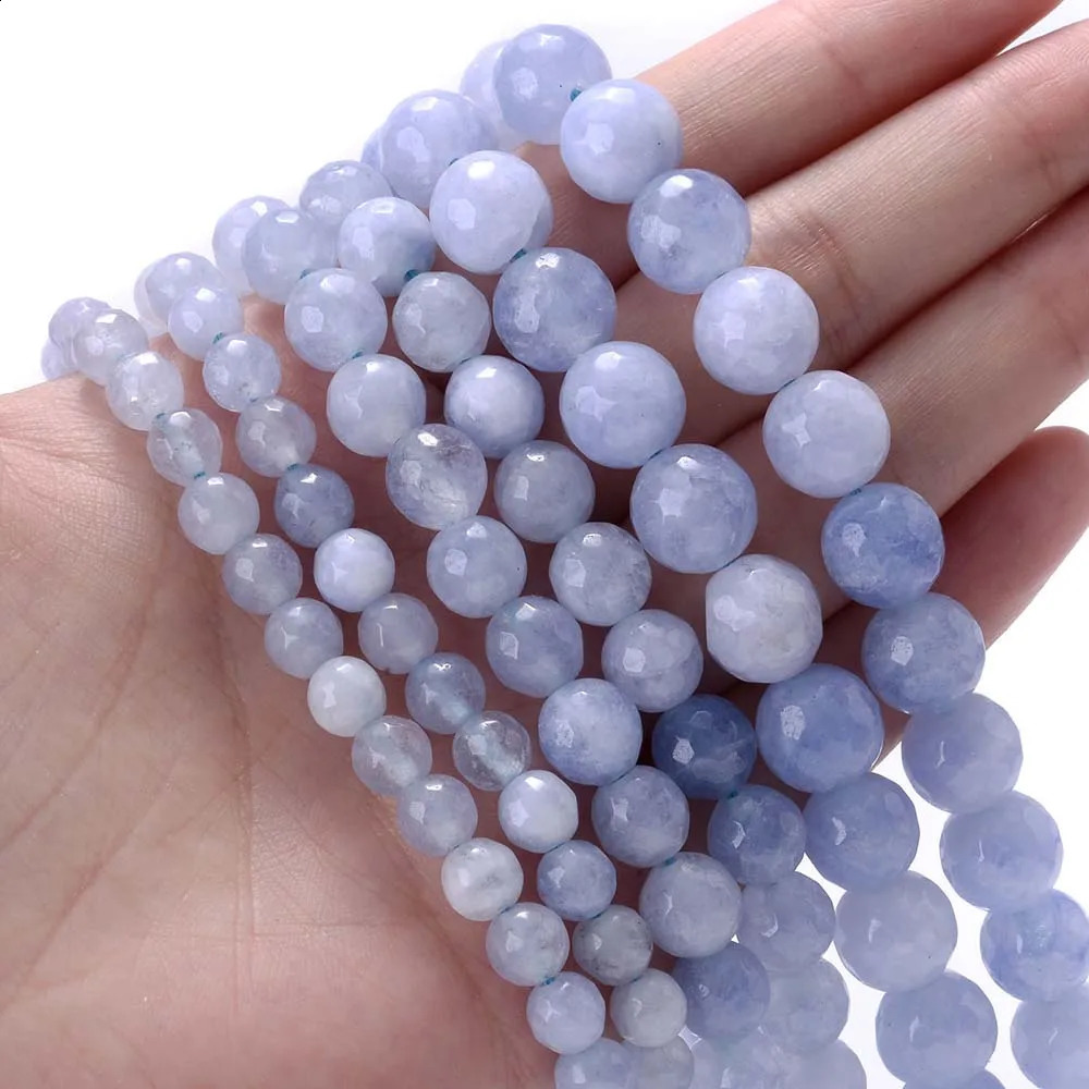Faceted Natural Stone Beads Loose Spaced Sapphire Beads for Jewelry Making DIY Bracelet Necklace Charm Accessories 6/8/10MM 241017