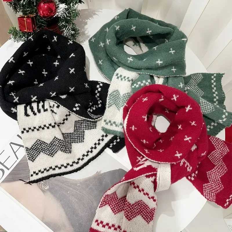Christmas reindeer scarf mens winter cartoon reindeer snowflake scarf cute and couple scarf fashionable gift X241017
