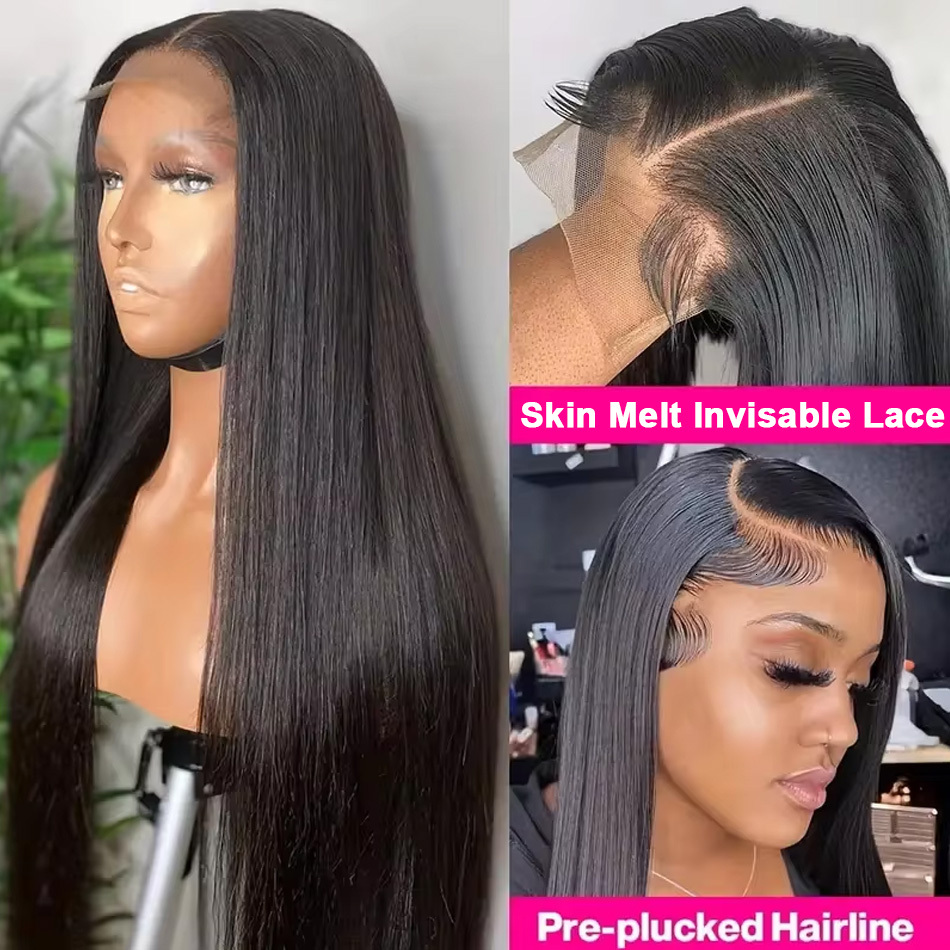 200 Density Natural Straight 13X6 Transparent Frontal Wig Remy Human Hair 13X4 Lace Front Wigs For Black Women