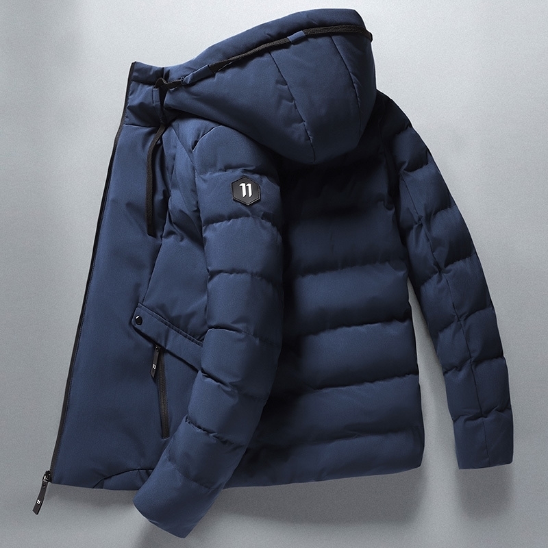 Mens winter hooded jacket cotton apron Parka jacket mens down cotton jacket Korean casual mens coat 241017