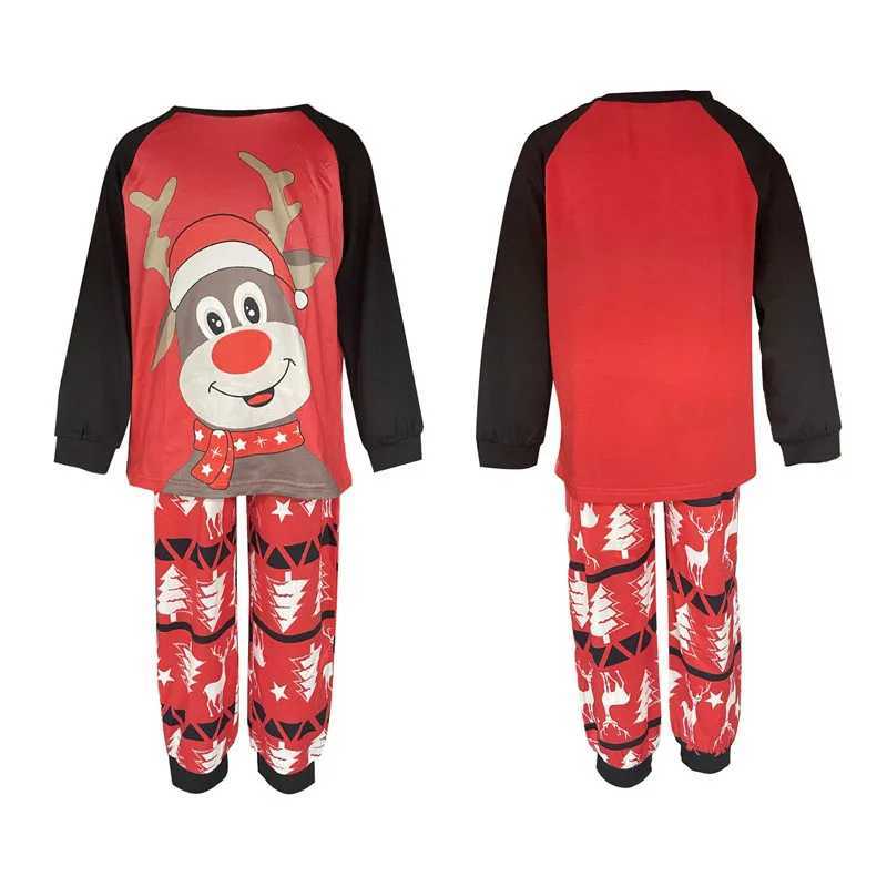 Family matching Christmas pajamas cute reindeer print long sleeved top deer print pants lounge set holiday pajamas casual day set W241015