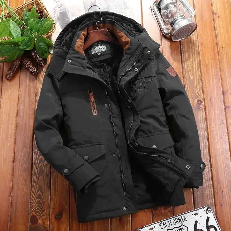 Winter Parka mens windproof wool thick fur coat mens retro hooded street jacket mens windproof jacket 6XL X2410171