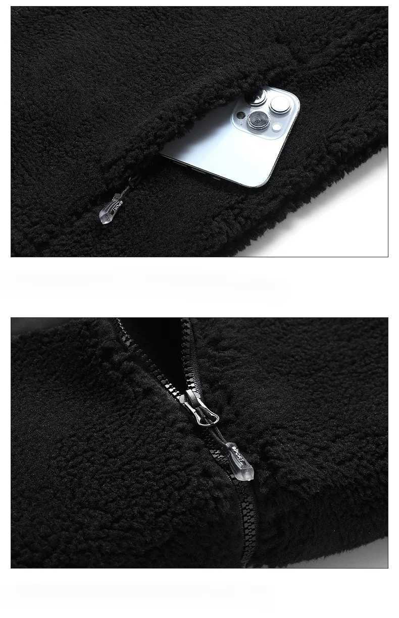 Mens Jacket Winter New Solid Color Plush Thick Outdoor Travel Cashmere Coat Mens Fashion Cotton Mat Clothing M241017
