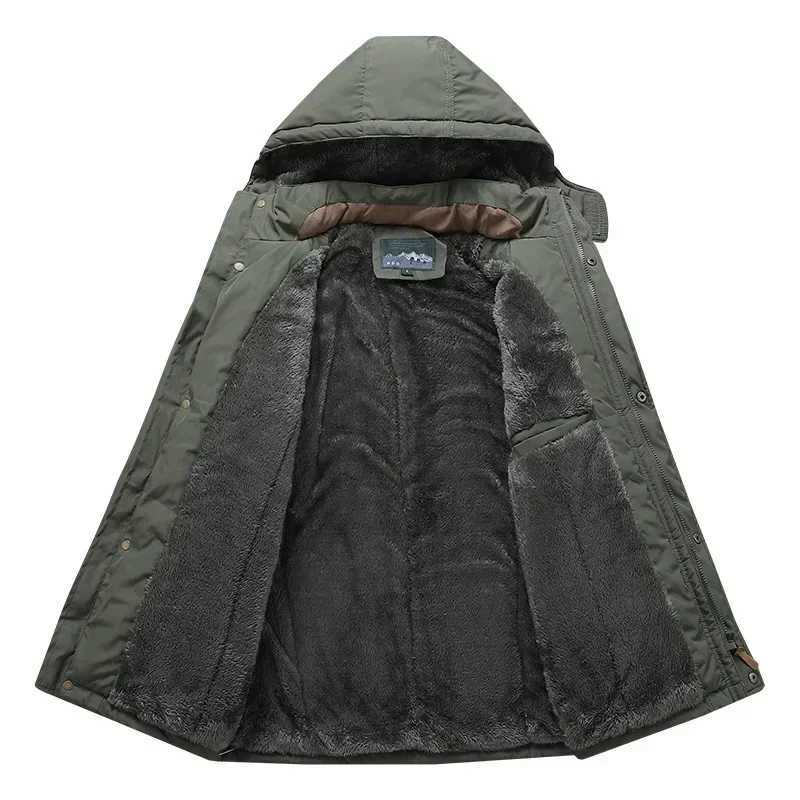 Winter Parka mens windproof wool thick fur coat mens retro hooded street jacket mens windproof jacket 6XL X2410171