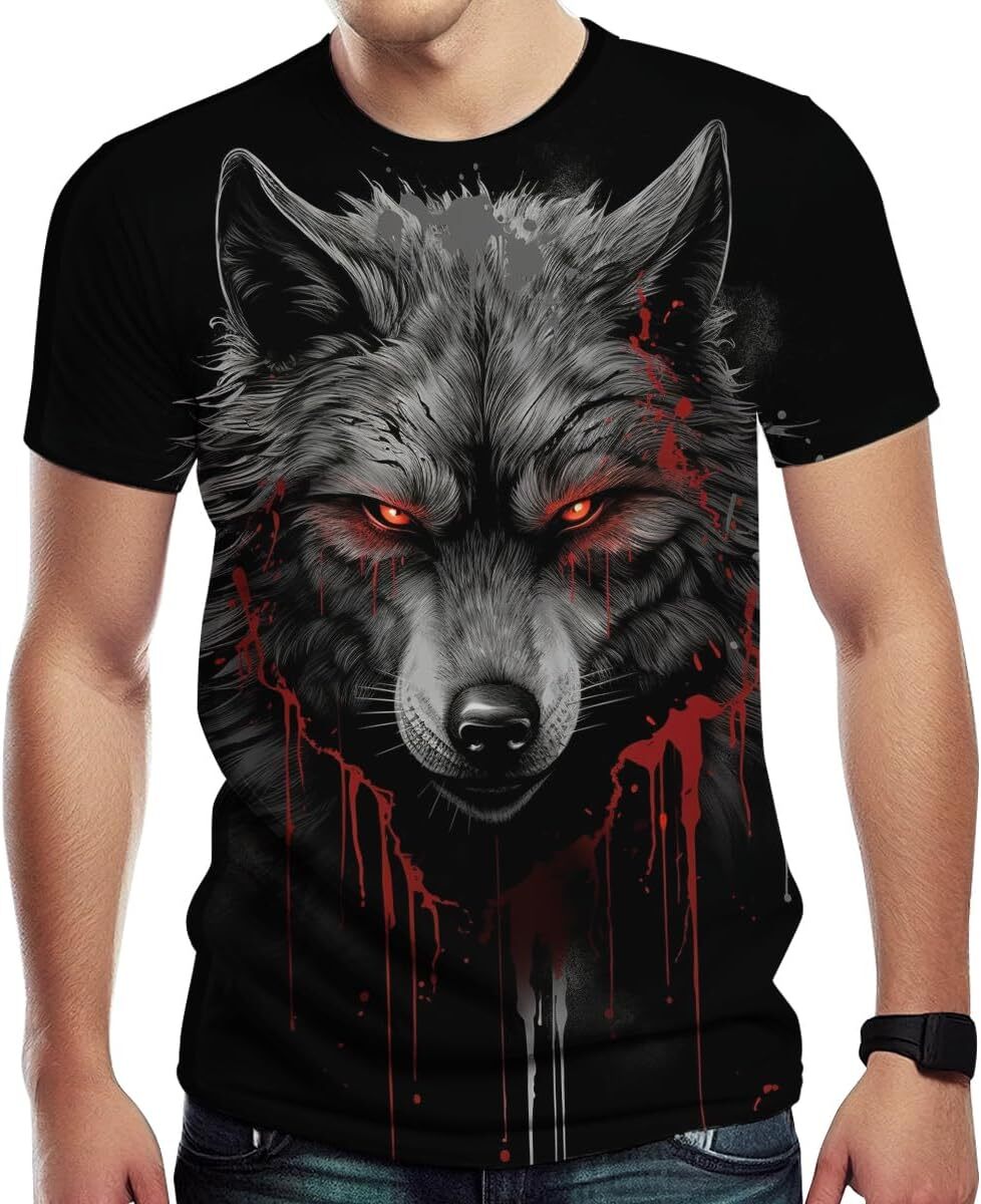 Mens T shirt Novelty Wolf Graphic T-Shirts for Men 3D Animal fashion Printed Shirts Summer Top tee Casual tops summer clothes cool