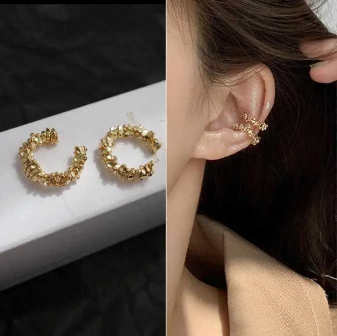 Minimum size earmuff clip womens unperforated earmuffs unperforated Puck Rock retro crystal earmuffs jewelry girl W241017