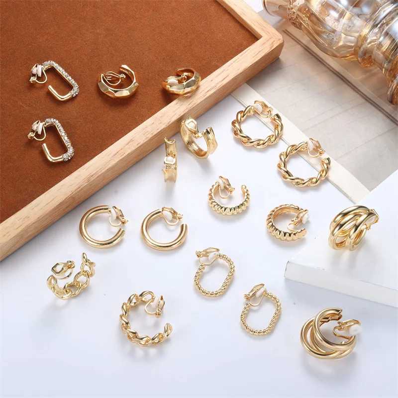 European and Geometric C-type Painless Hollow Ear Clip Metal Personality Simple Airless Earplugs W241017