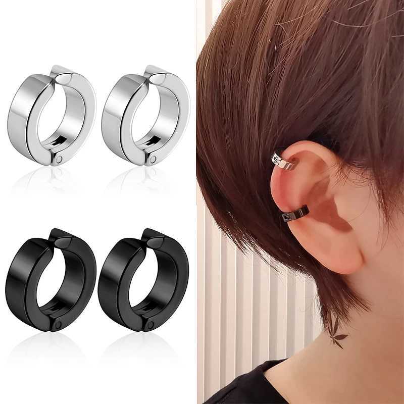 1/6 pairs of unperforated earrings titanium steel clips fake earrings round ear clips suitable for women men punk party fashion sexy jewelry W241017