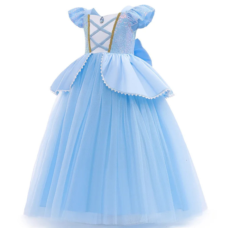 Cosplay Costume Kids Clothes for Girls Sequins Princess Dress with Crown Gloves Birthday Party Ball Gown 3-10 Years 240926