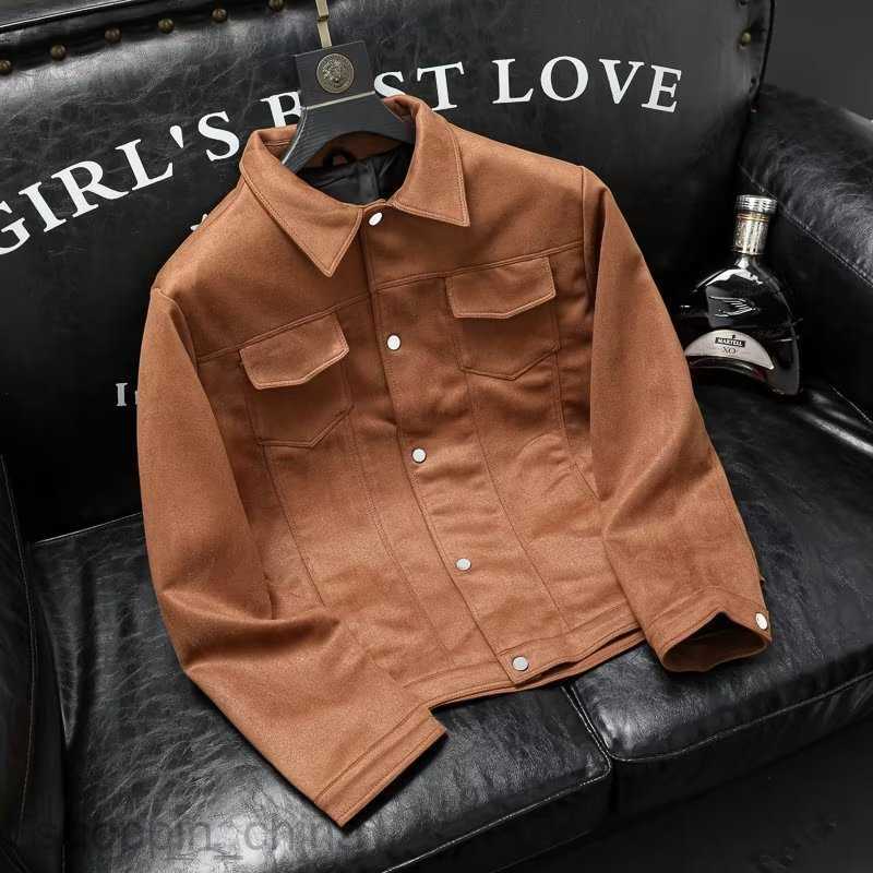 Men's Jackets Coats Suede Coat for men spring and autumn high-end texture luxury, new lapel casual workwear jacket