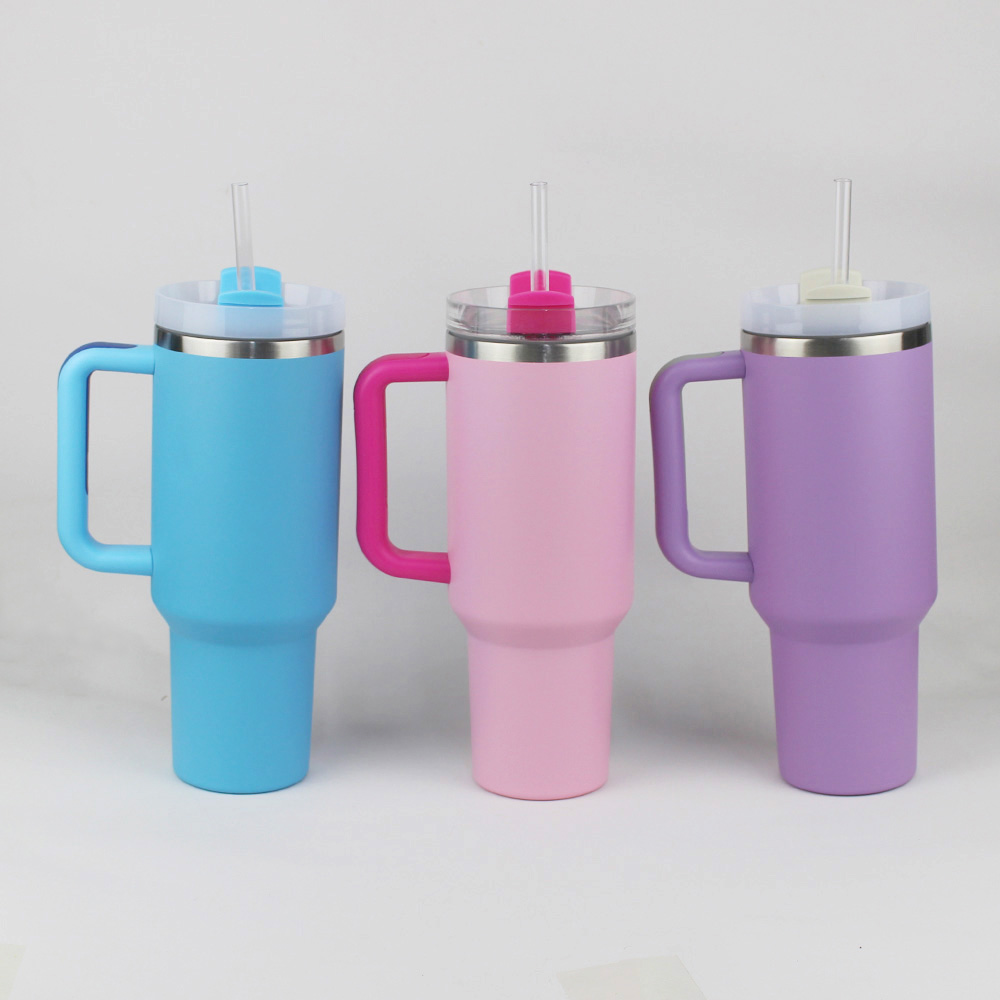 wholesale New H2.0 40oz Stainless Steel Tumblers Cups With Silicone Handle Lid and Straw 2nd Generation Car Mug Vacuum Insulated 40 oz Water Bottles 40 oz
