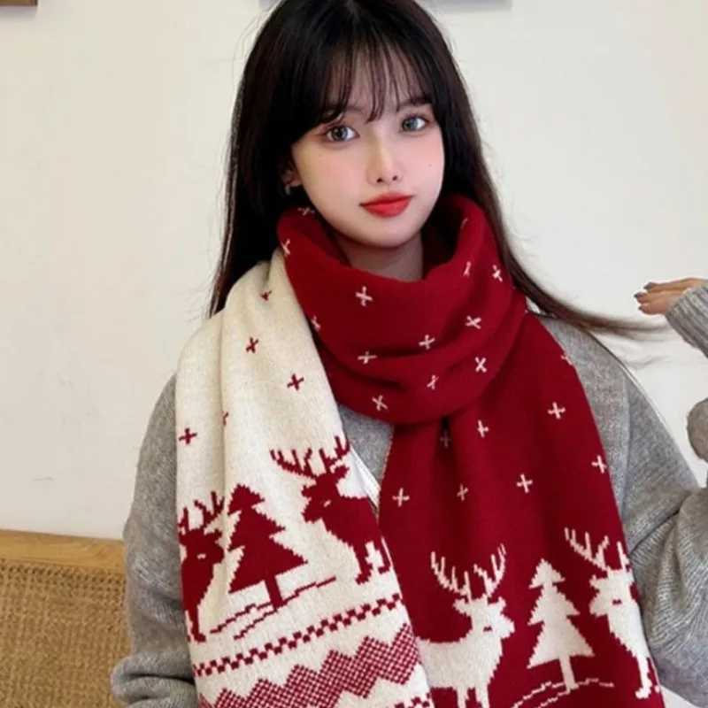 Christmas Big Deer Scarf Autumn Cold Large Area Warm Knitted Collar Holiday Cute Couple Elk Collar Warm X241017
