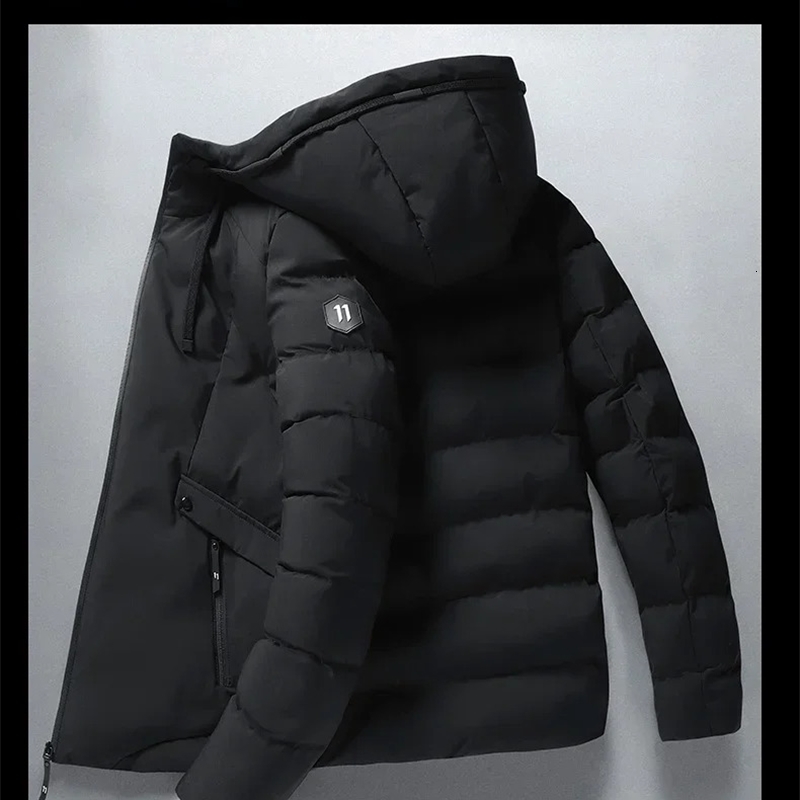 Mens winter hooded jacket cotton apron Parka jacket mens down cotton jacket Korean casual mens coat 241017