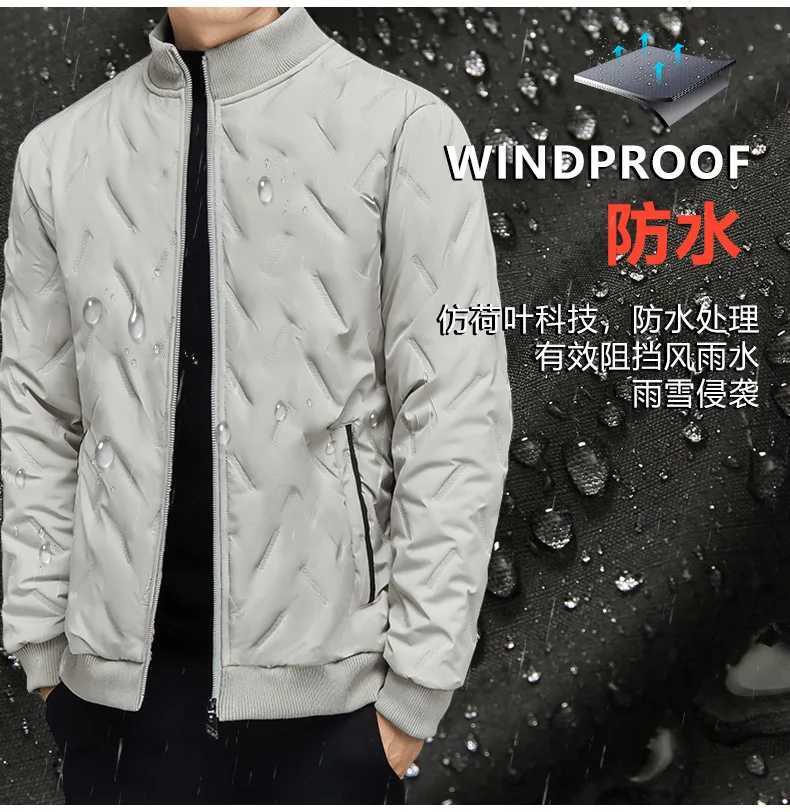 Winter Jacket Men Stand Collar Down Cotton Jacket Solid Color Baseball Jackets Wool Lined Thickened Warm Coats Men Clothing X241017