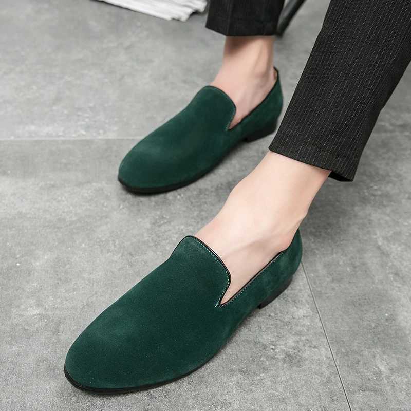 Slip- mens shoes English small leather shoes frosted pointed lazy shoes mens hair stylist leather shoes flip fur beans shoesXJ250118