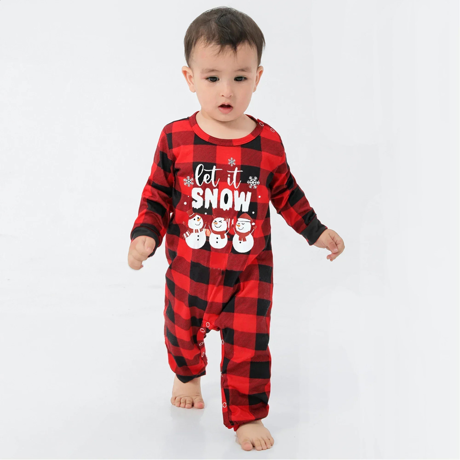 Snowman Print Christmas Pajamas Set Mother Father Kids Matching Clothes Soft 2 Pcs Suit Pyjamas Baby Romper Family Look 241017